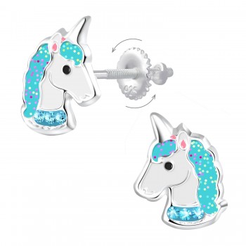 Boucles D’oreilles Arc-en-ciel En Argent 925 – Fermoir à Vis Sécurité – Sans Nickel Ni Plomb – Cadeau Fille Ou Enfant
