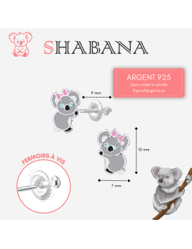 Boucles d'oreilles Koala en...