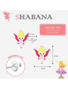 Boucles d'oreilles fée rose...